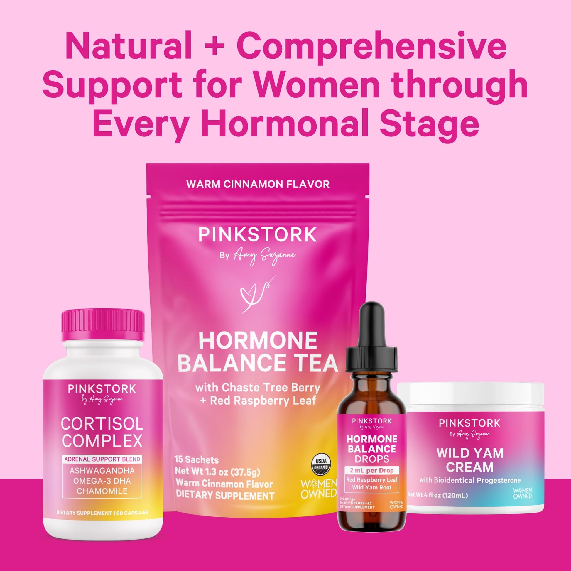 Pink Stork Hormone Balance Drops for Women - Supports Hormonal Health, PMS, Perimenopause & Mood, with Red Raspberry Leaf & Wild Yam - Liquid Supplement - Vegan, 2oz, 30 Servings Pink Stork Au supplements