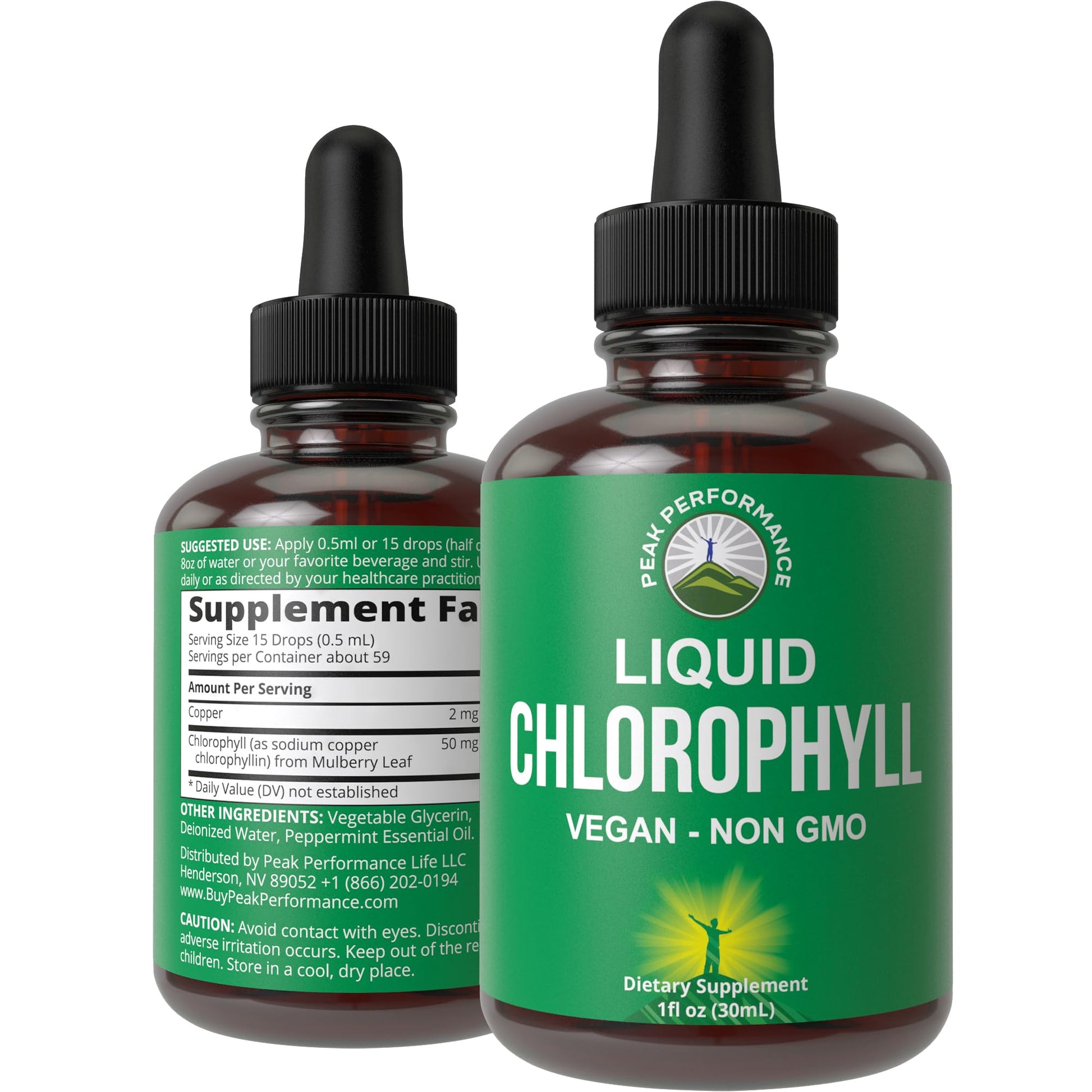 Chlorophyll Liquid Drops - Ultra High Purity, Alcohol Free, Non-GMO, Gluten Free Liquid Chlorophyll Drops Supplement. Take with Water. Internal Deodorant + Skin Care, Immune, and Digestive Support Peak Performance Au supplements
