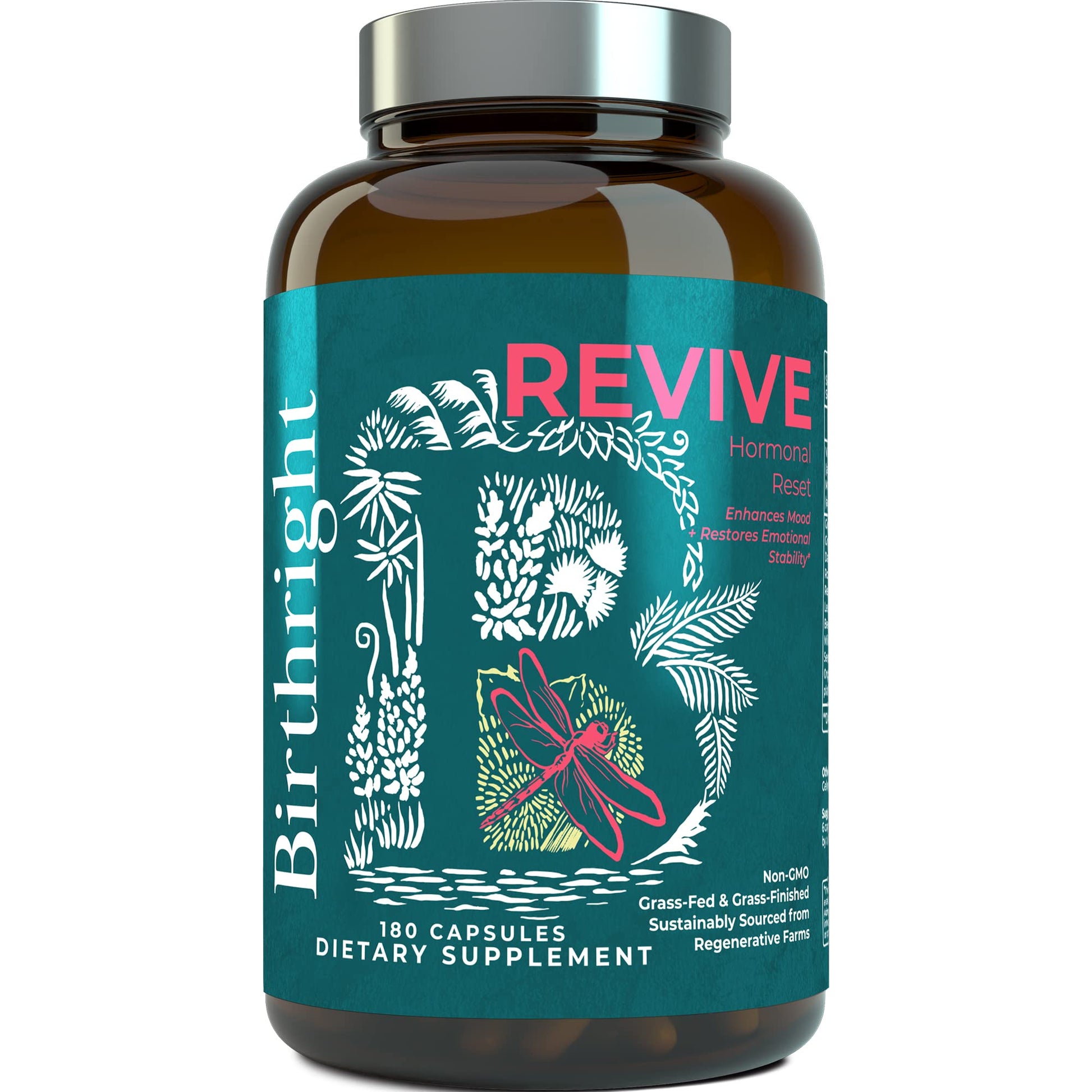 Birthright Female Hormone Support for, Energy, Fertility, Menstrual Cycle, Ovulation, Pregnancy and Menopause… All Natural, Animal Based, Liver, Kidney, Magnesium, Red Raspberry, Herbal Blend Revive Birthright Au supplements