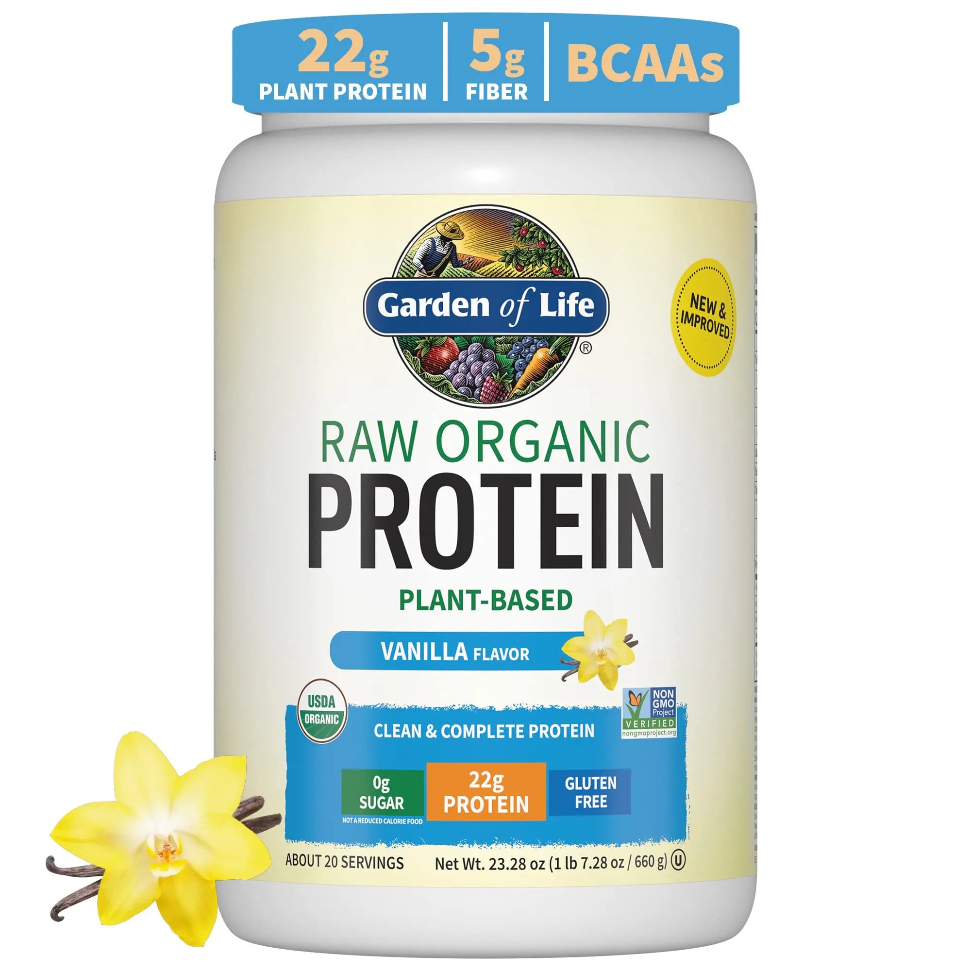 Organic Vegan Vanilla Protein Powder - Garden of Life – 22g Complete Plant Based Raw Garden of Life Au supplements