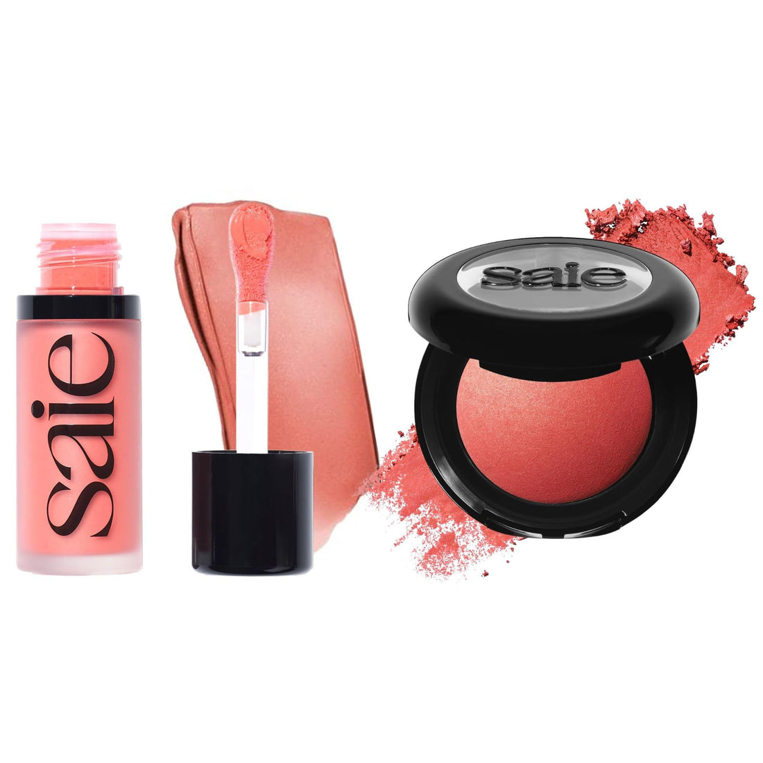 Saie Cheek Flush Duo - Dew Liquid Blush (.40 oz, Poppy), SuperSuede Baked Powder Blush (.01 oz, Stella) - Layerable, Skin-Nourishing Blushes for a Seamless Radiant Finish Saie Au supplements