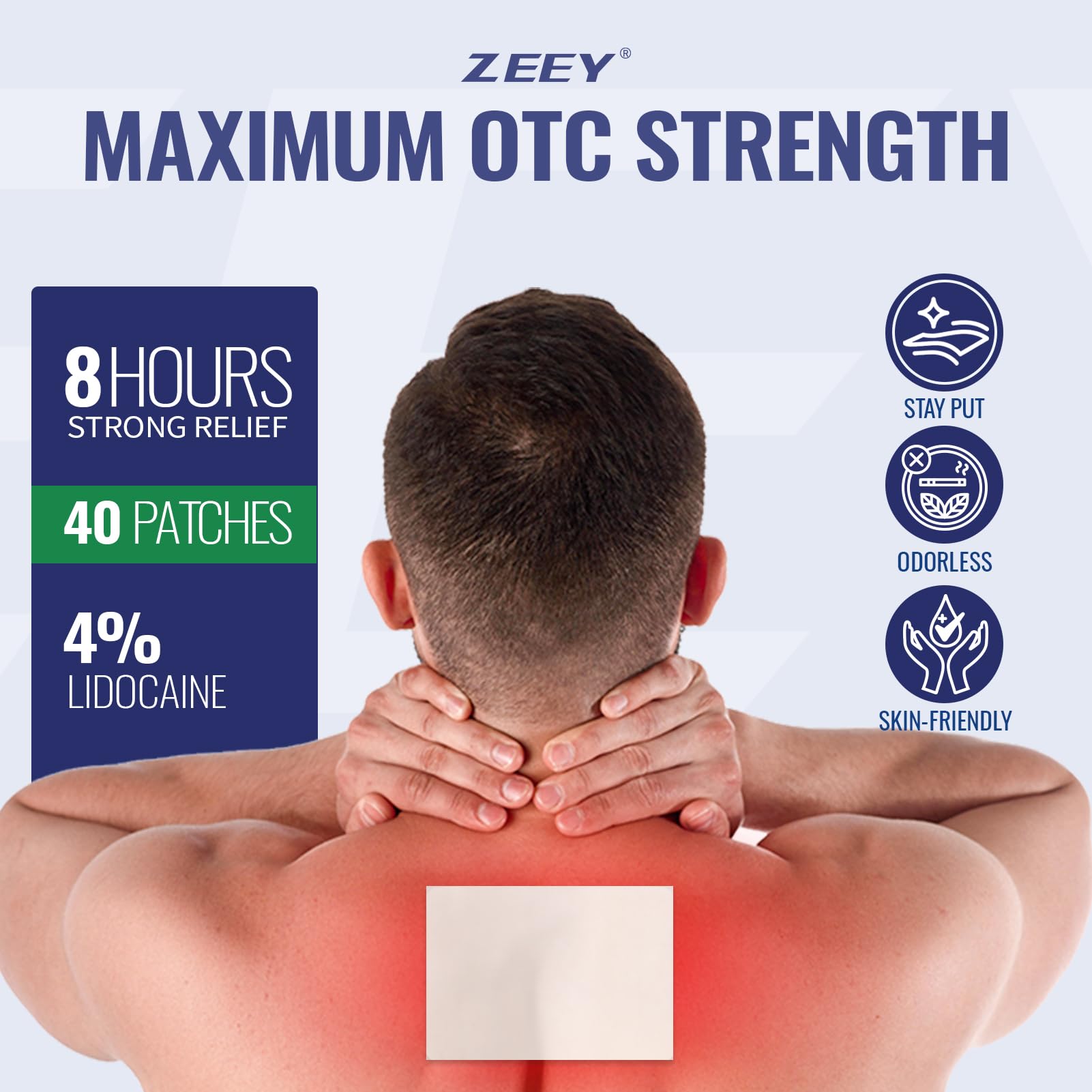 ZEEY 4% Lidocaine Pain Relief Patches, Maximum Strength OTC, for Back, Knee, Neck, Shoulders, Joints, Muscle Soreness, Fast Acting, Topical Anesthetic, Large Gel Patch, 5.5" x 3.94", 40Ct ZEEY Au supplements