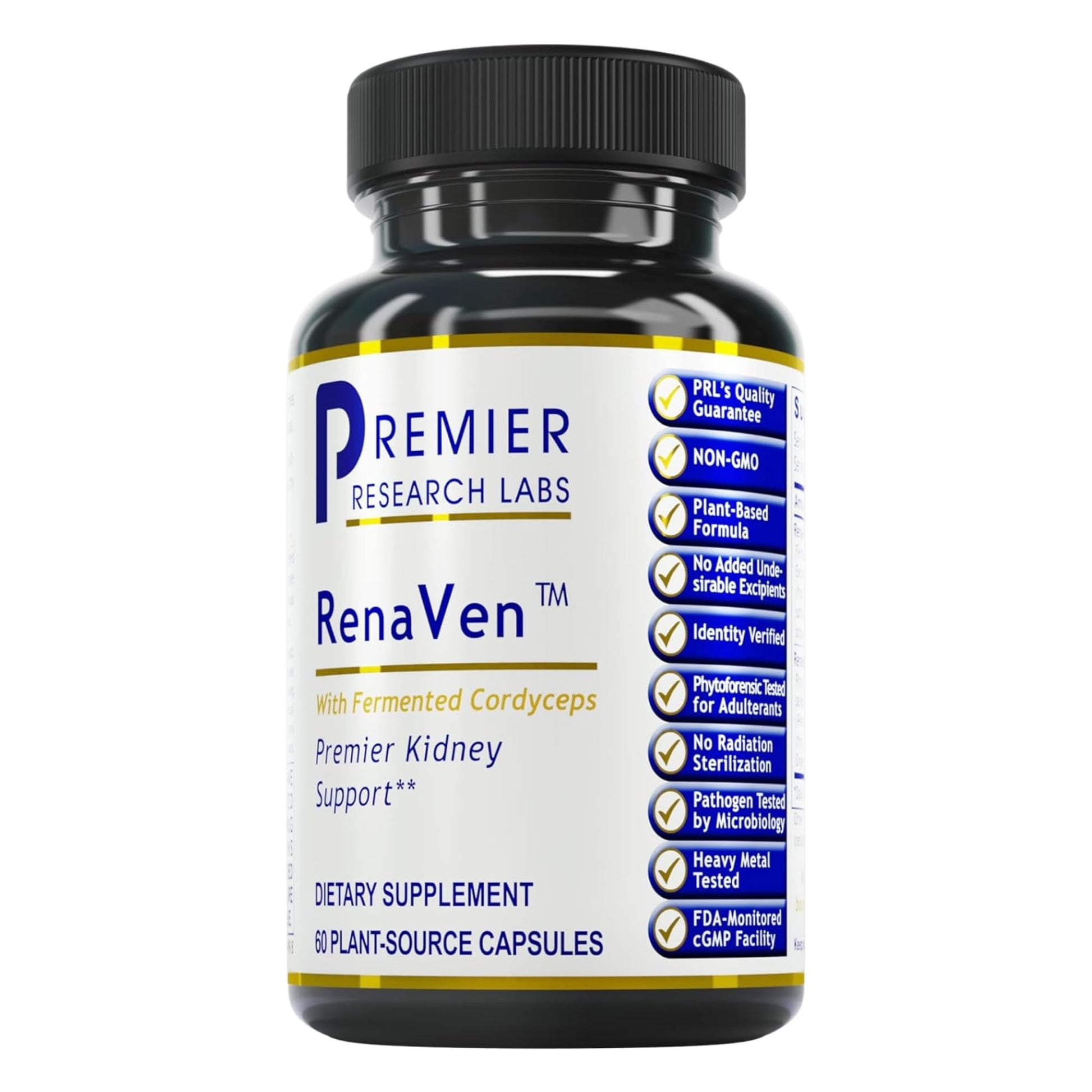 Premier Research Labs RenaVen - Premier Kidney Support for Kidney Cleanse Detox and Repair | Improve Kidney Function and Urinary Support with Fermented Cordyceps - 60 Plant-Source Capsules Premier Research Labs Au supplements