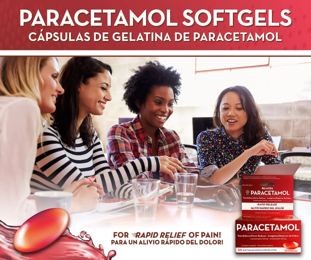 Belmora Paracetamol Acetaminophen 325mg 20 Softgels for Pain Relief, Liquid Filled Capsules for Rapid Release, Fever Reducer for Adults Extra Strength Belmora paracetamol Au supplements