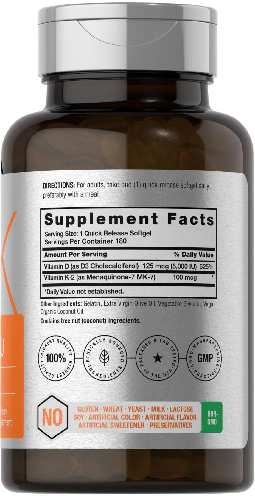 Horbäach Vitamin D3 K2 | 5000iu of Vitamin D & 100mcg MK-7 Complex | 180 Softgel Cap Horbäach Au supplements