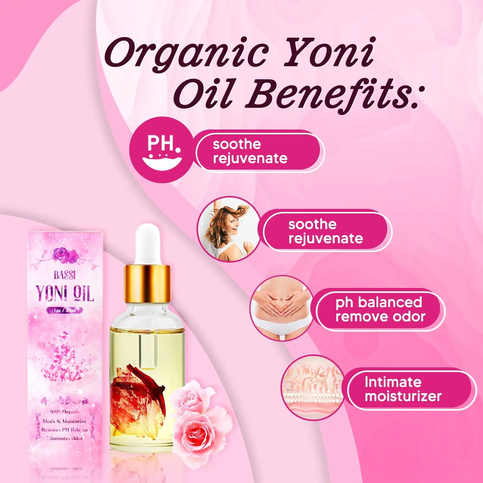 Feminine Wash & Yoni Oil & Yoni Soap Set for Women, Yoni Wash for Vaginal Ph Balance Remove Odor BASSI Au supplements