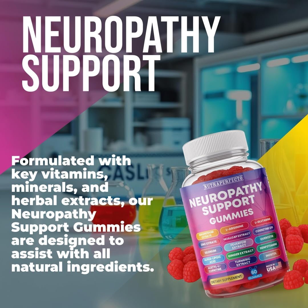 Sugar Free Neuropathy Support Gummies for Nerve – Enhanced Nerve Health, Regeneration, Cognitive Support with Vitamin B1, B6, B12, Magnesium, ALA, Turmeric, CoQ10 & More NutraPerfecto Au supplements