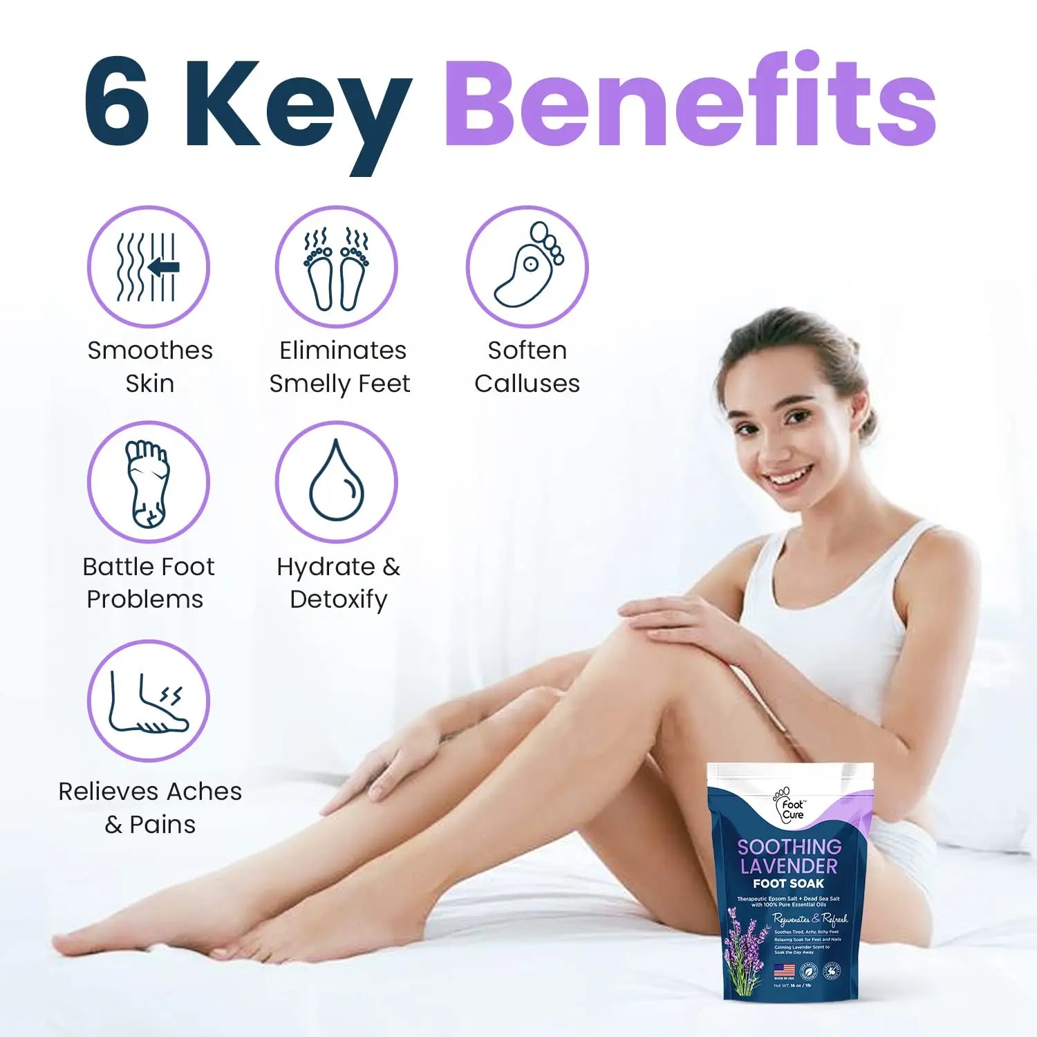 Soothing Lavender Foot Soak with Epsom Salt - Best Toenail Treatment, & Softens Calluses FOOT CURE Au supplements