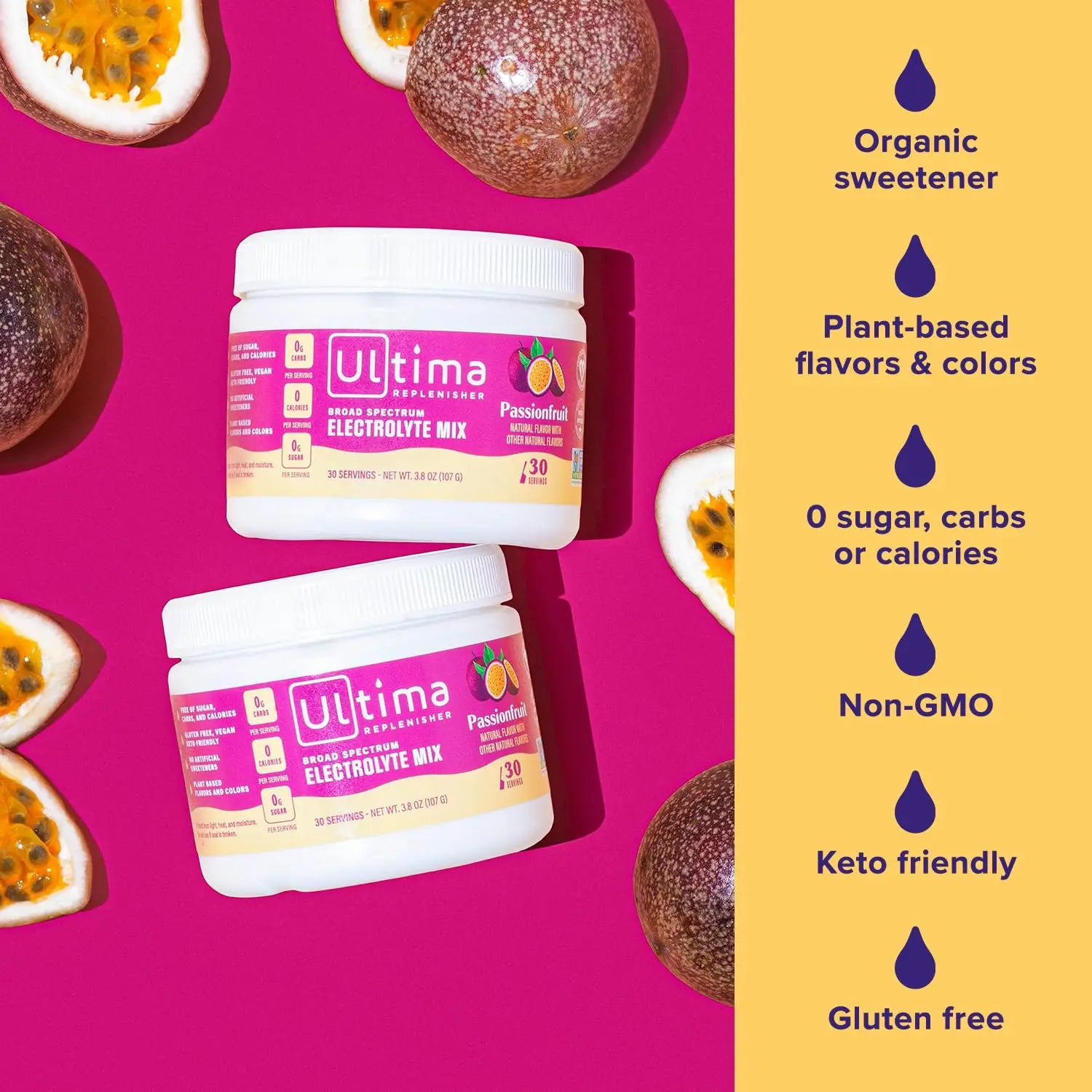 Ultima Replenisher Daily Electrolyte Drink Mix – Passionfruit, 30 Servings – Hydration Ultima Replenisher Au supplements