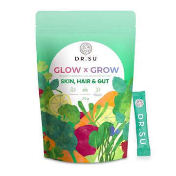 Dr.Su 6-in-1 Supplement Powder | Clear Skin, Strong Hair & Healthy Gut | with Vitamins, Minerals, Antioxidants, Probiotics, Fiber & Adaptogens | Lemon Mint | Sugar-Free | 30 Sachets | Unisex Dr.Su Au supplements