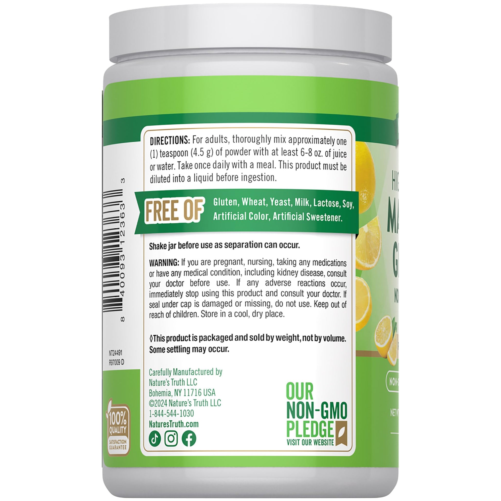 Nature's Truth Magnesium Glycinate Powder | 6 oz | Lemon Flavor | High Absorption | Vegan, Non-GMO, Gluten Free Supplement Nature's Truth Au supplements