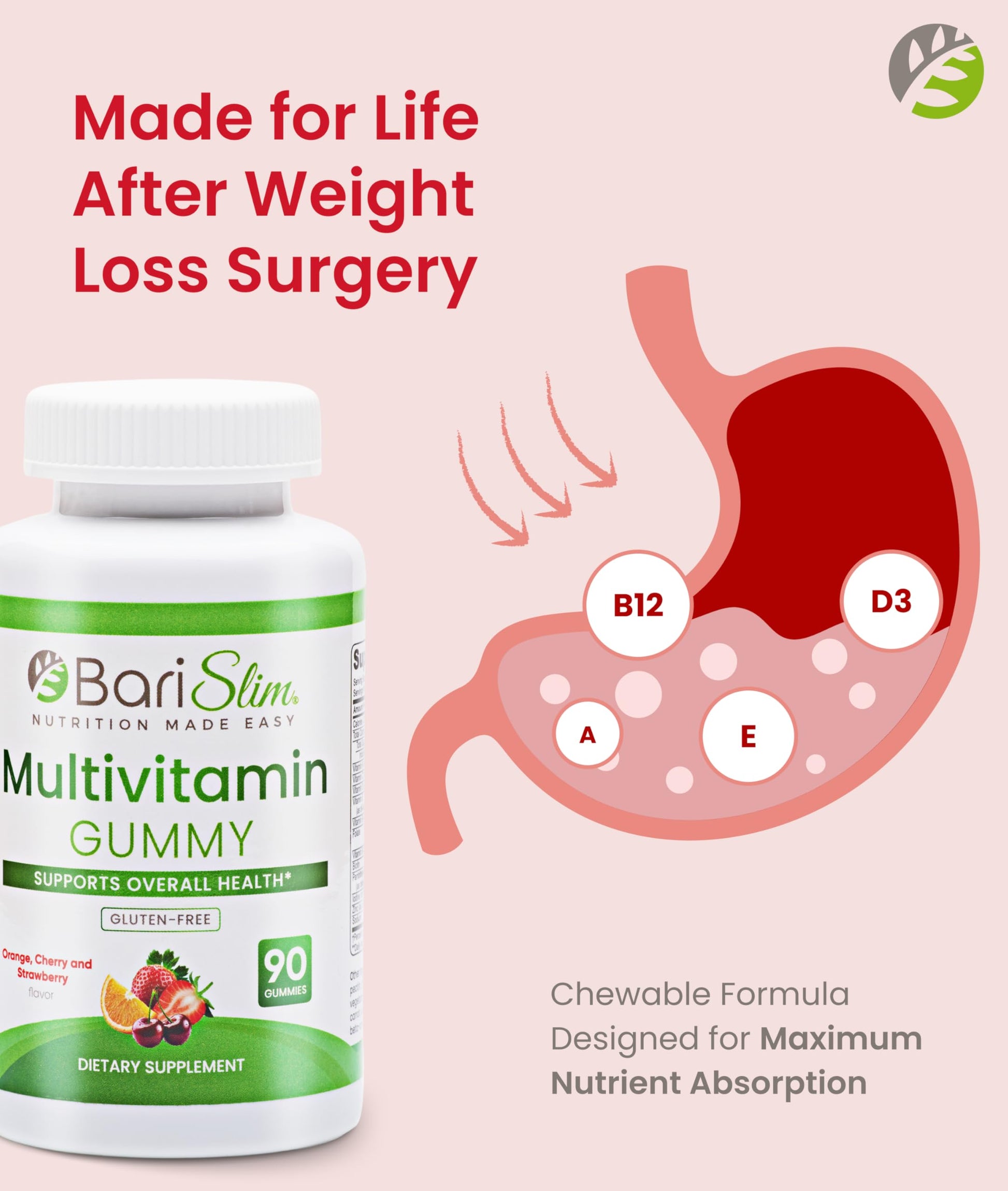 BariSlim Bariatric Chewable Multivitamin Gummies - Specially Formulated Gummy Vitamin for Patients After Weight Loss Surgery - Easy to Digest BariSlim Au supplements