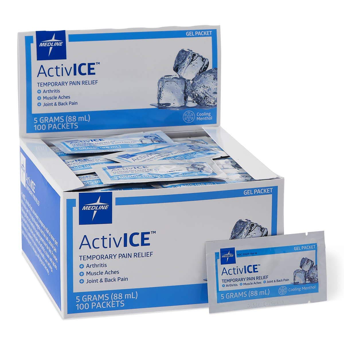 Medline ActivICE Topical Pain Reliever Gel, Great for Arthritis, Muscle Aches and Back Injuries, 5 grams - 100 Packs Medline Au supplements