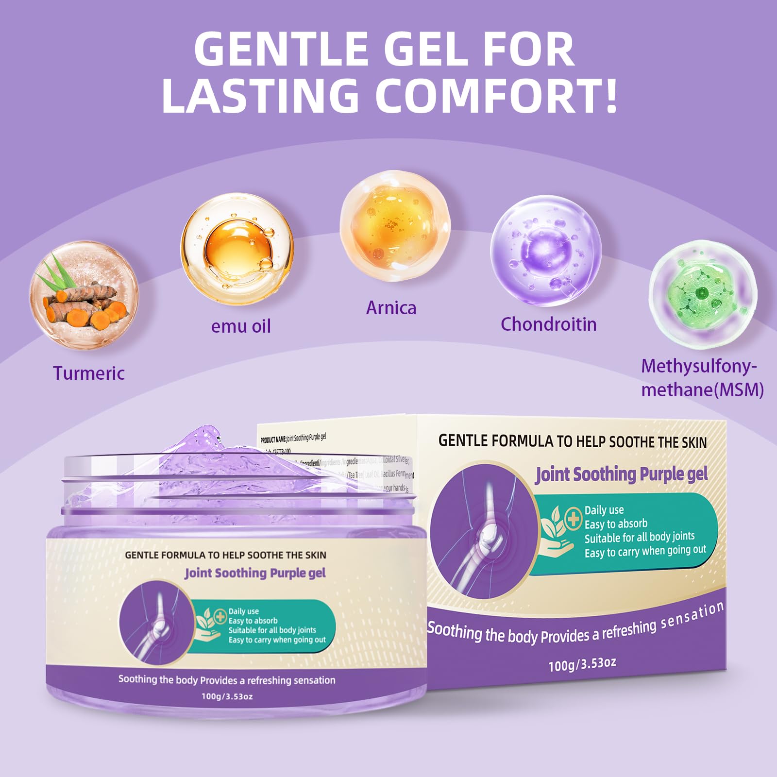 Nodfens Joint Pain Gel, Purple Relief Soothing Massage Cream for Knees, Neck, Feet, Hand Whole Body Nodfens Au supplements