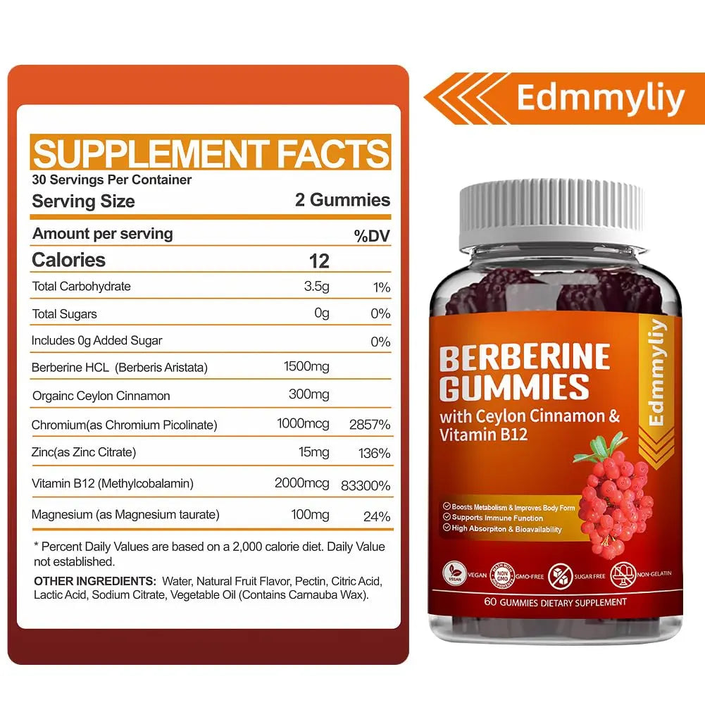 Berberine Gummies 1600mg with Ceylon Cinnamon Sugar Free High Potency Berberine Edmmyliy Au supplements