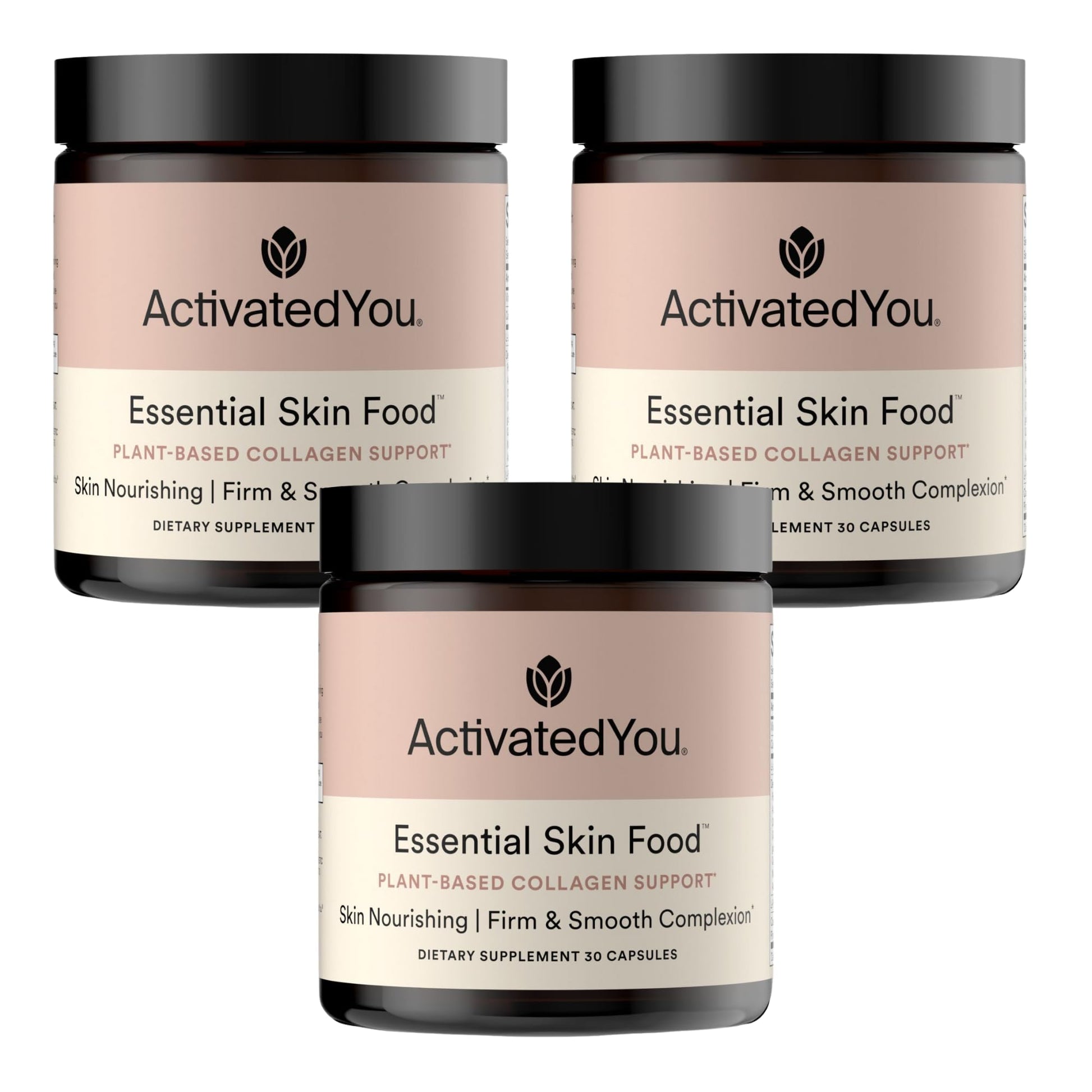 ACTIVATEDYOU Essential Skin Food, Advanced Skincare Collagen Elastin Support Supplement for Aging Skin, Helps Improve Appearance of Face Texture, Sagging w/Dermaval, Vitamin C (30 Count (Pack of 3)) ACTIVATEDYOU Au supplements