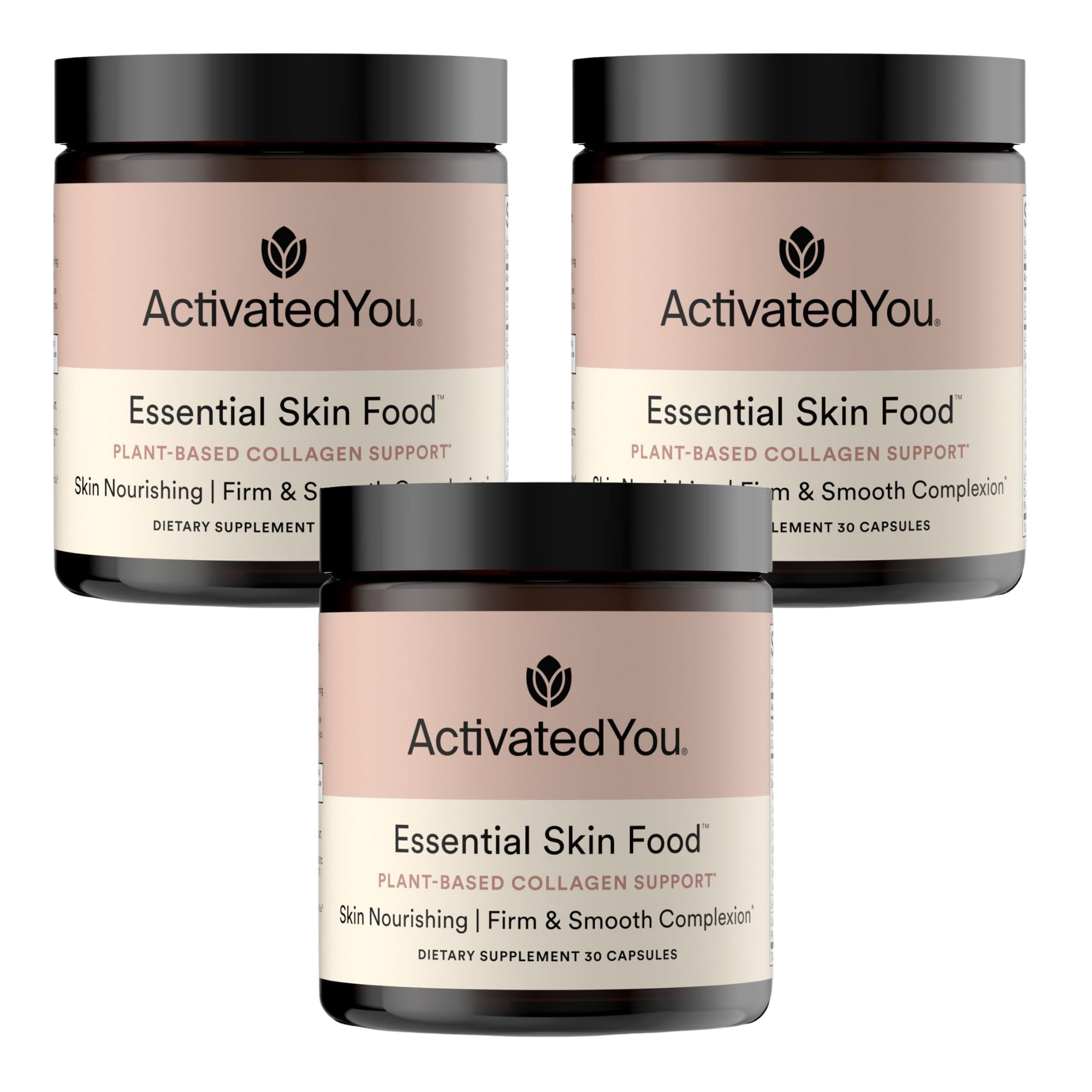 ACTIVATEDYOU Essential Skin Food, Advanced Skincare Collagen Elastin Support Supplement for Aging Skin, Helps Improve Appearance of Face Texture, Sagging w/Dermaval, Vitamin C (30 Count (Pack of 3)) ACTIVATEDYOU Au supplements