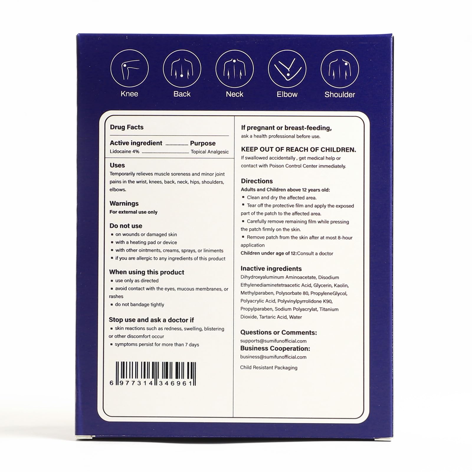 Sumifun 4% Lidocaine Patches Maximum Strength - Pain Relieving Gel Patch for Muscle Soreness, Back Ache, Knee, Neck & Joint Pains - Topical Analgesic (Large, Count, 17) Sumifun Au supplements