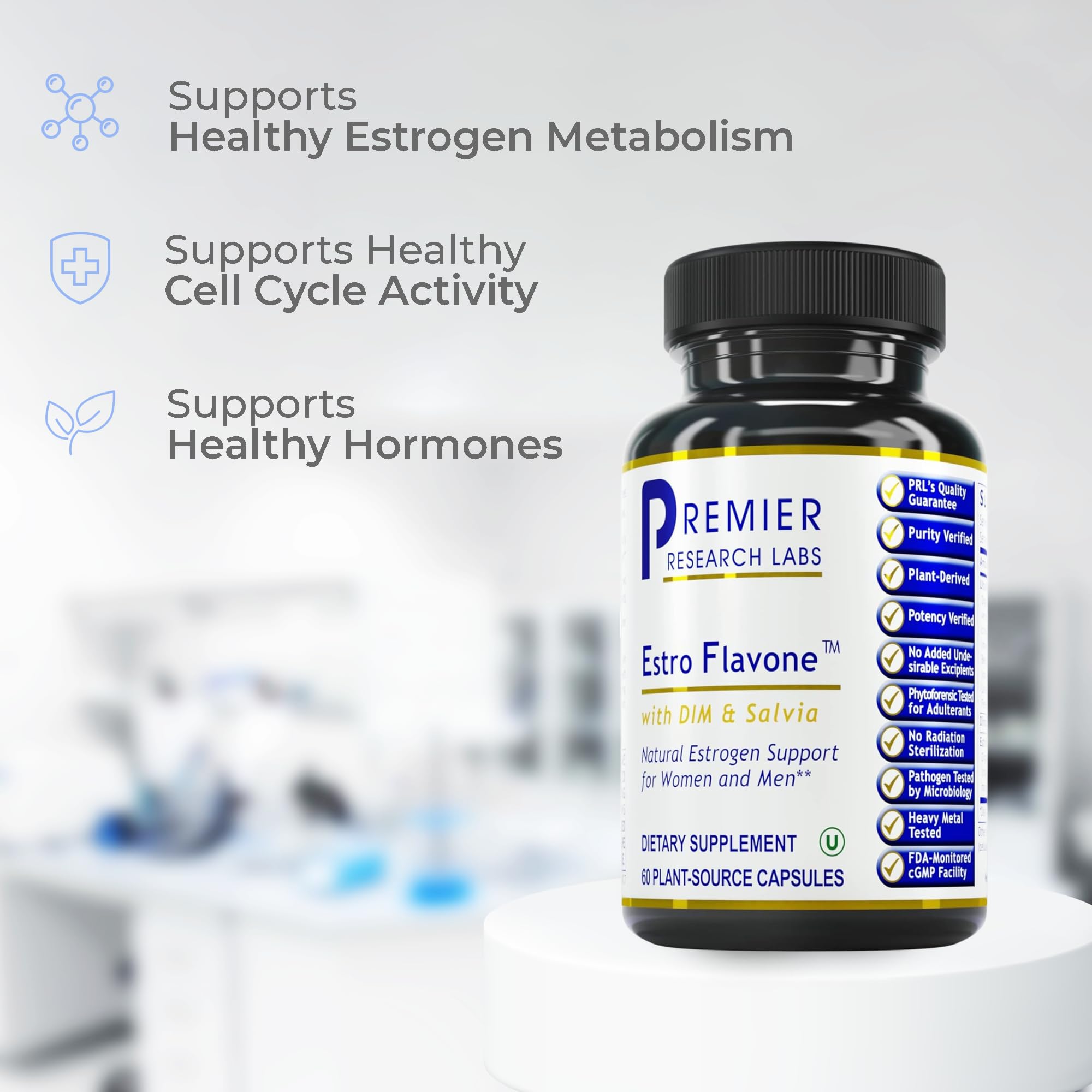 Premier Research Labs Estro Flavone - DIM Supplement, DIM Complex, DIM for Men & Women, Diindolylmethane Estrogen Support, Hormone Balance Support - 60 Vegetarian Capsules Premier Research Labs Au supplements