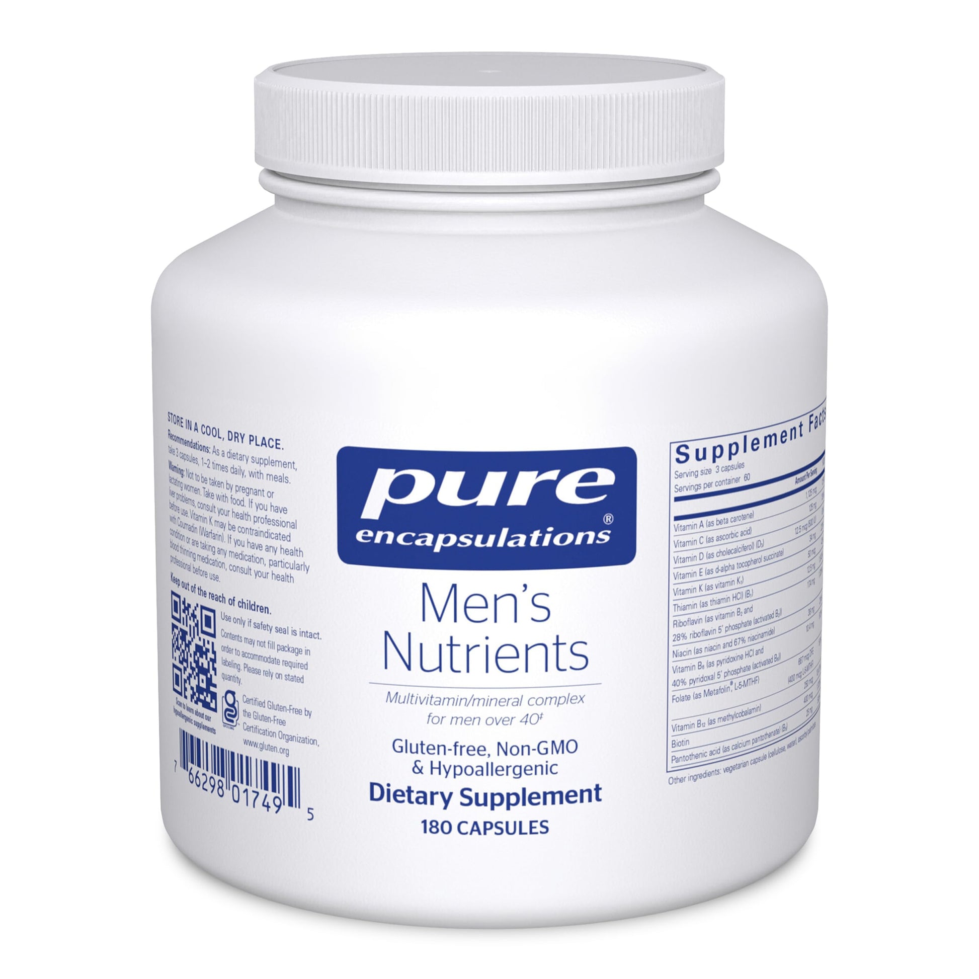 Pure Encapsulations Men's Nutrients - Multivitamin Mineral Supplement to Support Energy, Endurance & Stamina in Men Over 40* - with Vitamin D, Vitamin C & Trace Minerals - 180 Capsules Pure Encapsulations Au supplements
