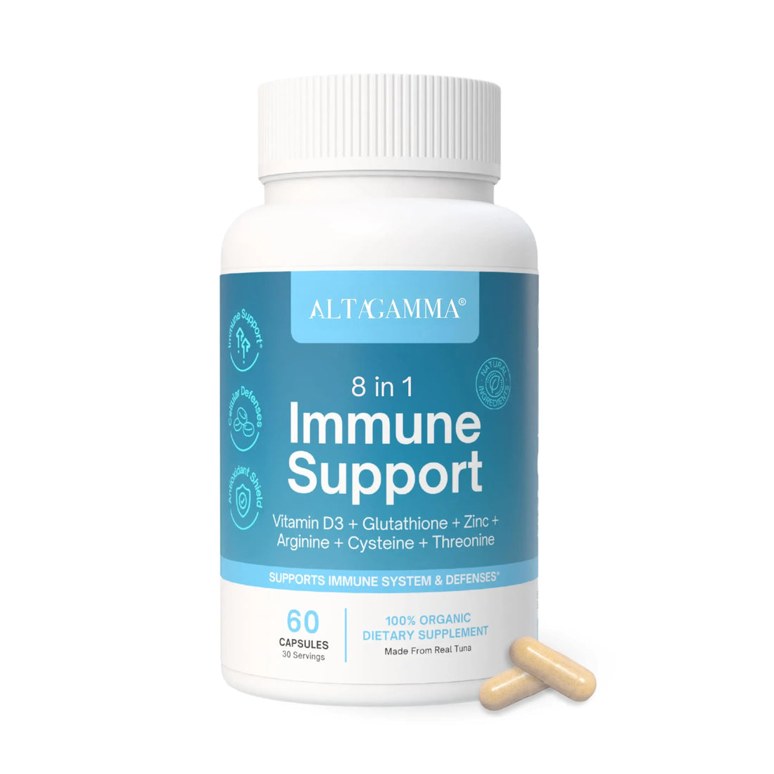 ALTAGAMMA 8 in 1 Immune Support Supplement - Daily Immunity Supplement & Immune Boosters for Adults - Immune System Booster with L-Lysine, Vitamin D and Zinc Supplements for Men & Women, 60 Capsules ALTAGAMMA Au supplements