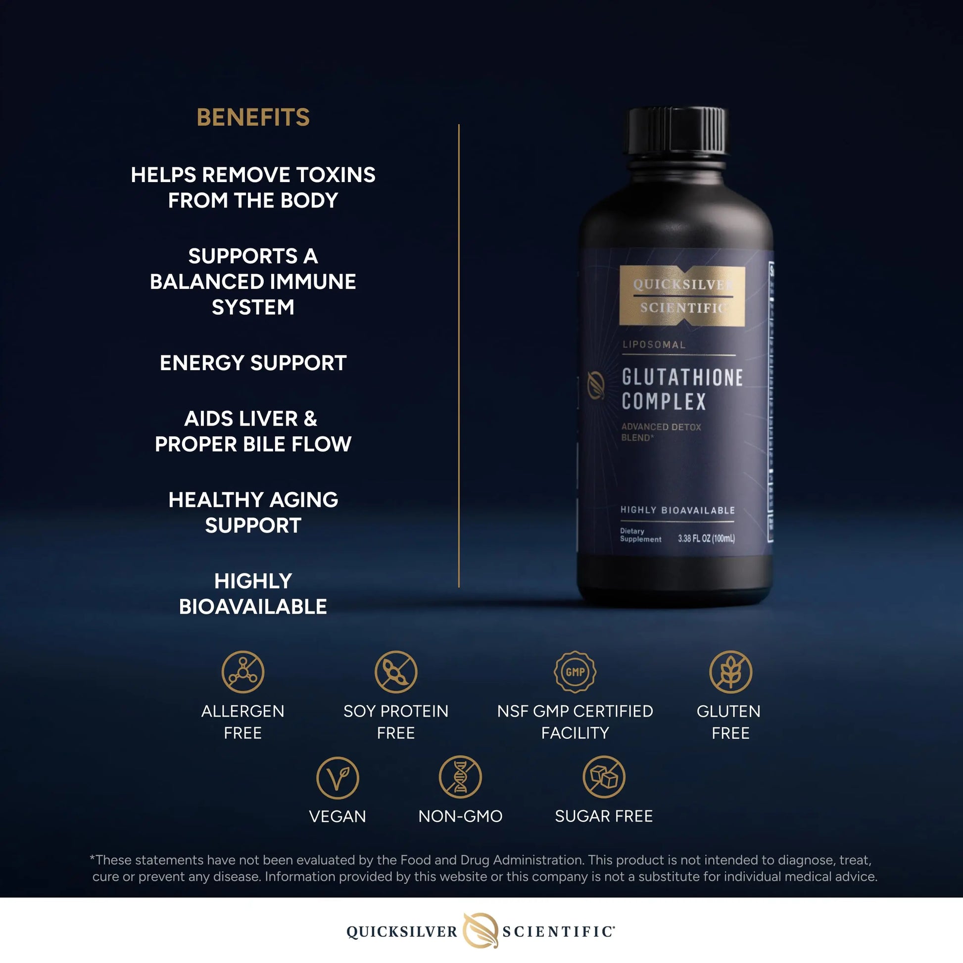 Quicksilver Scientific Glutathione Complex - Superior Absorption Antioxidant Supplement with Liquid Glutathione & Milk Thistle - Vitamin B Complex - Supplement for Daily Use (3.38 fl oz) Quicksilver Scientific Au supplements