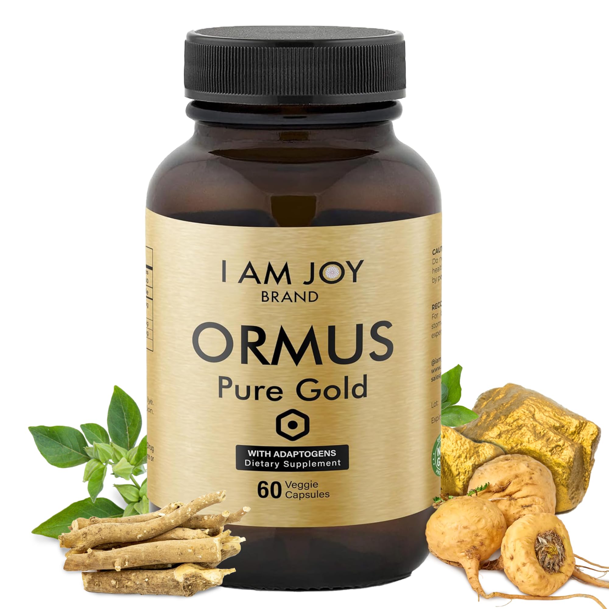 I Am Joy co. Ormus Gold Capsules Monoatomic Elements with Adaptogens Maca and Ashwaganda | May Help Balance Mood, Decalcify Pineal Gland, Repair DNA, Enhance Relaxation - 60 Vegan Capsules I Am Joy co. Au supplements
