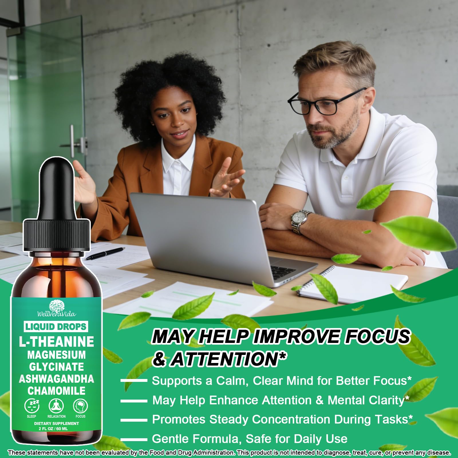 L theanine Liquid Drops, Theanine Supplement With Magnesium Glycinate & Ashwagandha for Sleep, Relaxation & Focus Support, High Absorption Liquid L Theanine 200mg for Adults & Kids丨Vegan, Non-GMO, 2oz WellVeraVida Au supplements