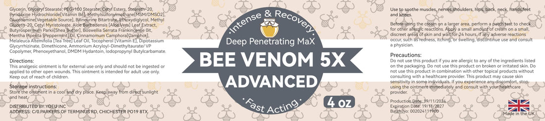 AEROMAXX Organic Bee Venom Muscle Joint Cream, 10x Maximum Caring Ointment, Soothe Shoulder, Back, Neck, Hands, Knuckles, Elbows, Feet, Leg, Knees, Ankle, Meniscus, for Adults, Elderly AEROMAXX Au supplements