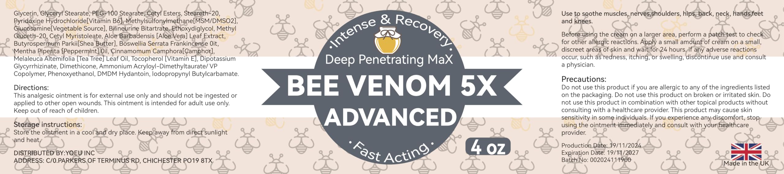 AEROMAXX Organic Bee Venom Muscle Joint Cream, 10x Maximum Caring Ointment, Soothe Shoulder, Back, Neck, Hands, Knuckles, Elbows, Feet, Leg, Knees, Ankle, Meniscus, for Adults, Elderly AEROMAXX Au supplements