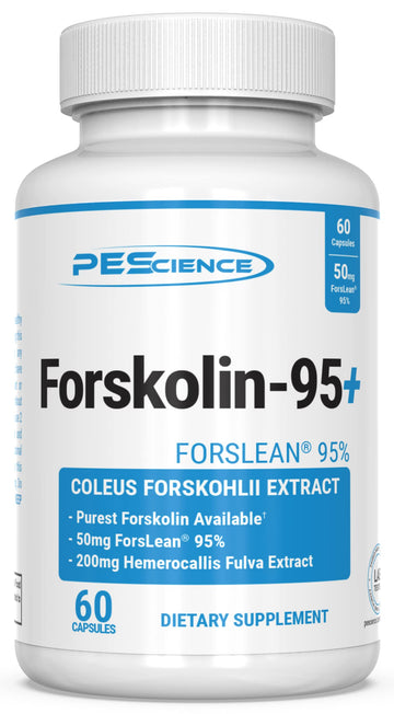 PEScience Forskolin-95+ Capsules, 95% Pure Forskolin from Coleus Forskohlii Extract with Hemerocallis Fulva Extract, Patented ForsLean, 50mg, 60 Count PEScience Au supplements