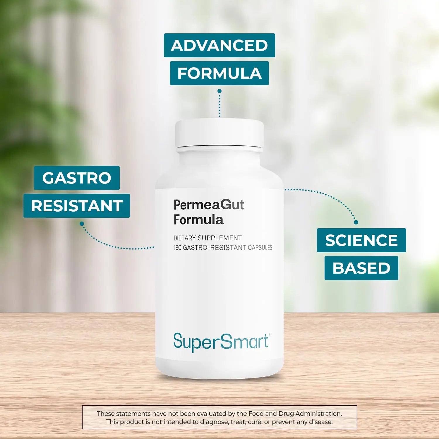 Supersmart PermeaGut Formula (High Potency) - with L-Glutamine, ButiShield Calcium Butyrate, Zinc-L-Carnosine - Gut Barrier Support | Vegan & Gluten Free - 180 Gastro-Resistant Capsules Supersmart Au supplements