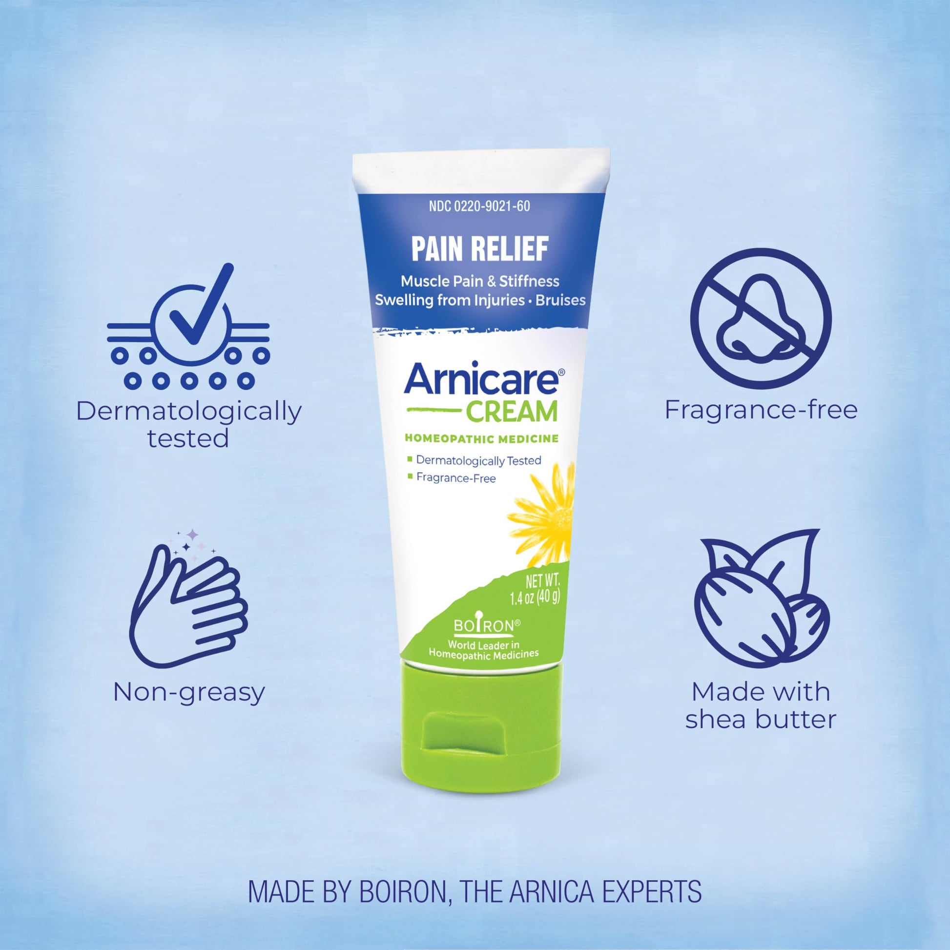 Boiron Arnicare Cream for Relief for Joint Pain, Muscle Pain, Muscle Soreness, and Swelling from Bruises or Injury - Fast Absorbing and Fragrance-Free - 1.3 oz Boiron Au supplements