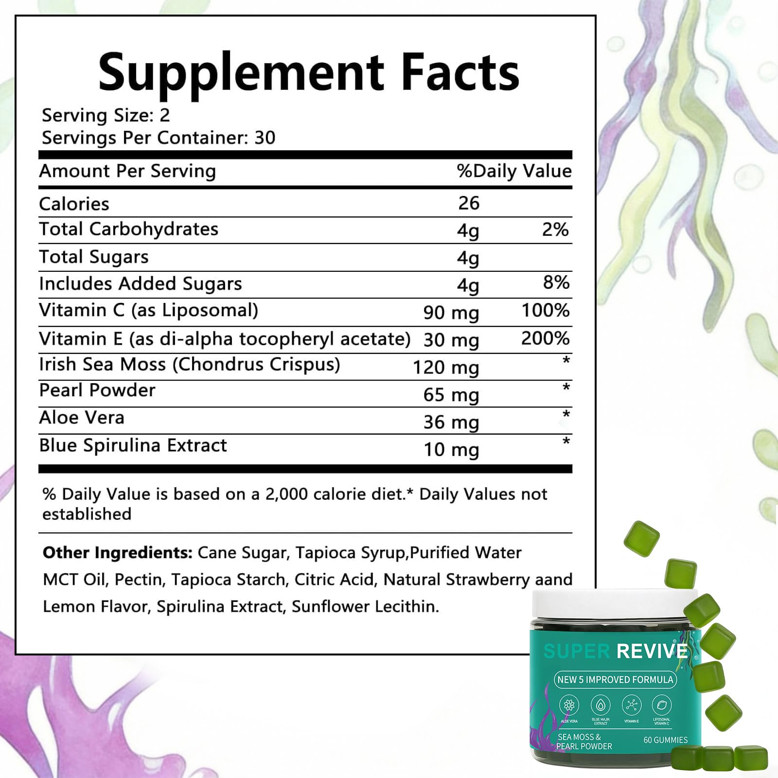 caicieter Super Revive Gummies for Hair Loss - Sea Moss Gummies with Vitamin C, E, Aloe Vera & Pearl Powder Glow, Promotes Thicker, Fuller & Stronger Hair - 60 Count caicieter Au supplements