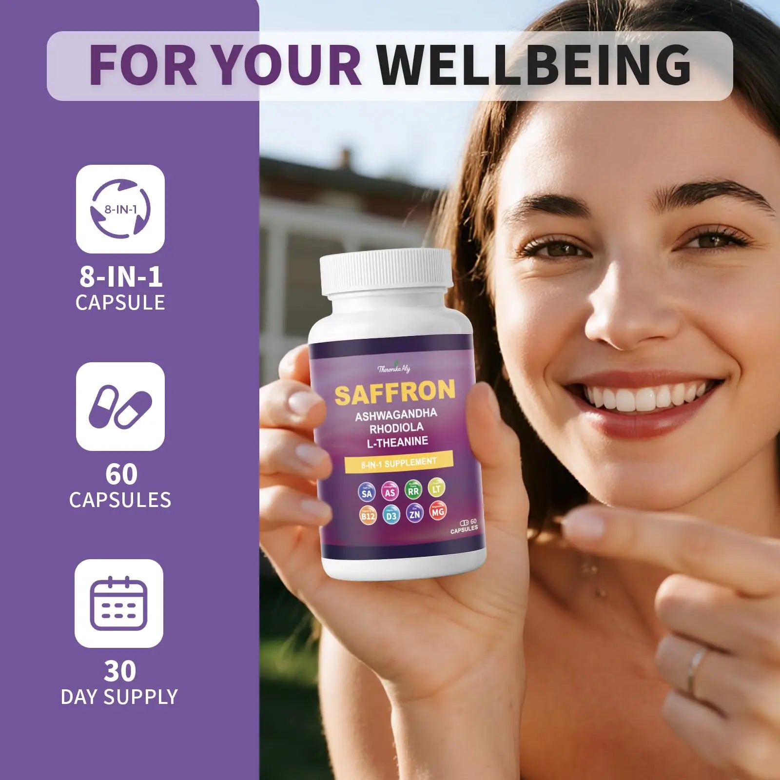 Theronika Aly Saffron Supplements – Blend with Ashwagandha, Safron, Rhodiola, Magnesium, L-Theanine, Zinc & B12, 88.5 mg Pure Saffron Extract Capsules Mood, Energy, Vision & Focus – 60 Vegan Capsules Theronika Aly Au supplements