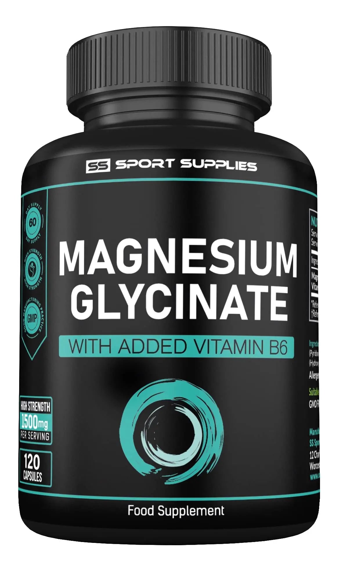 Magnesium Glycinate Supplements & Vitamin B6 - 120 High Strength Capsules SS Sport Supplies Au supplements