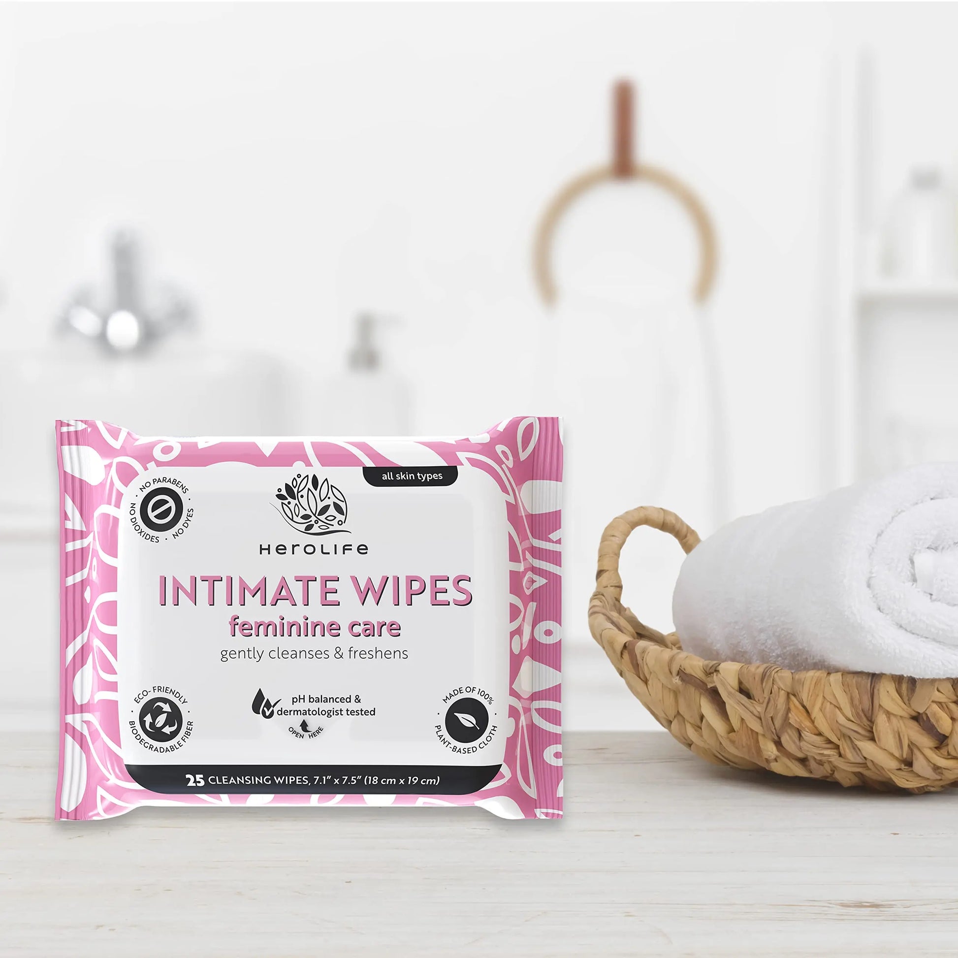 HEROLIFE Personal Wipes for Feminine Care, Single Use To Go, Plant-Based, 1 pack of 40 Single Herolife Au supplements