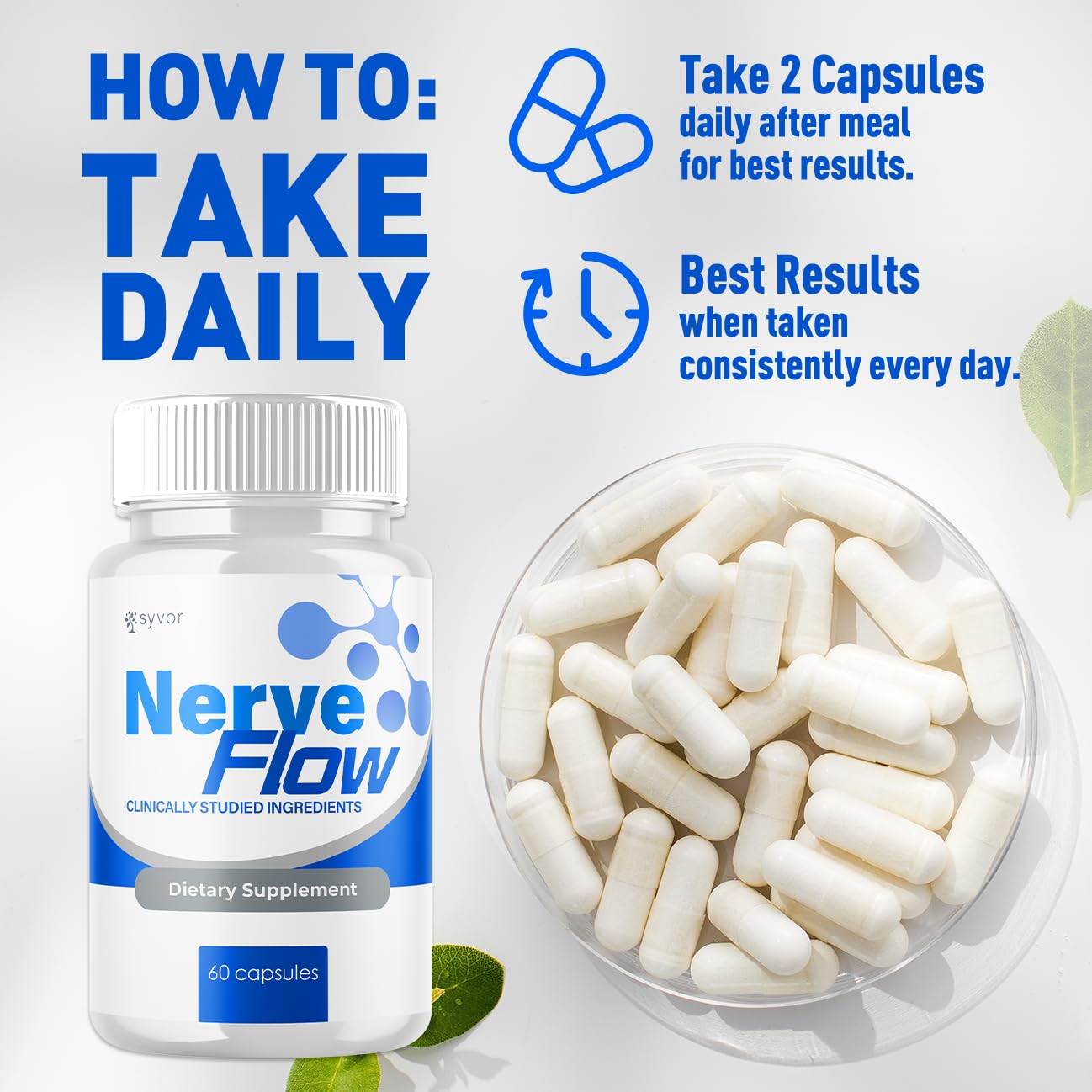 (3 Pack) Nerve Flow Capsules, Official Nerve Flow Pills Made with All Natural Ingredients, Maximum Strength NerveFlow Sciatic Support Supplement with Advanced Vitamins for Women & Men (180 Capsules) Syvor Au supplements