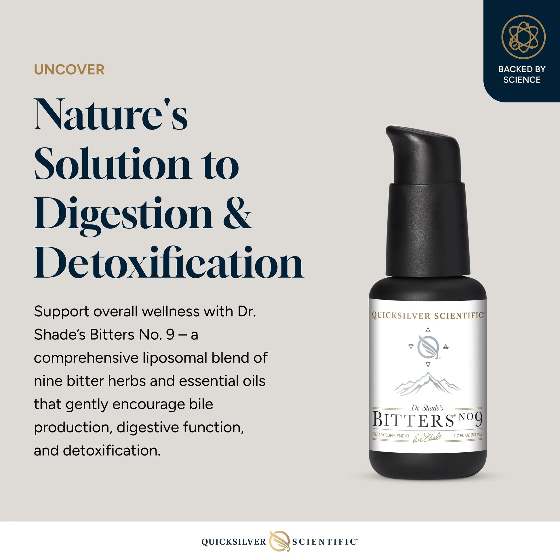Quicksilver Scientific Dr. Shade's Bitters No. 9 - for Digestion - Fast Acting Liposomal Digestive Bitters with Milk Thistle, Burdock Root & Juniper Essential Oil - Digestive Support (50ml) Quicksilver Scientific Au supplements