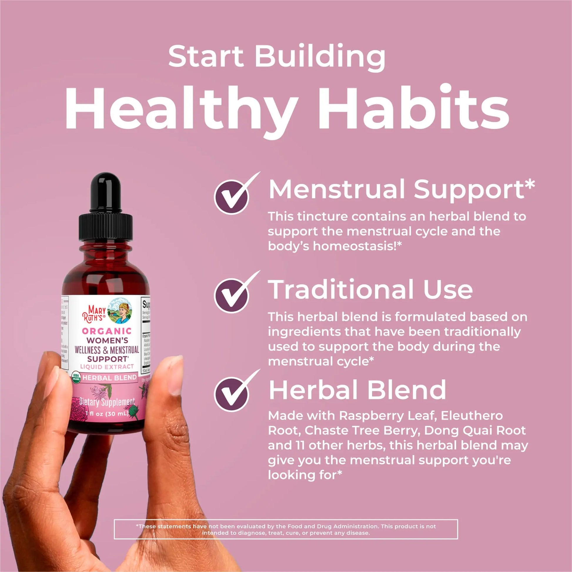 MaryRuth Organics USDA Organic Women's Wellness Liquid Herbal Supplements | Includes Stinging Nettle, Raspberry Leaf, Eleuthero Root, Chaste Tree Berry | Menstrual Support | Non-GMO, Vegan MARYRUTH'S Au supplements