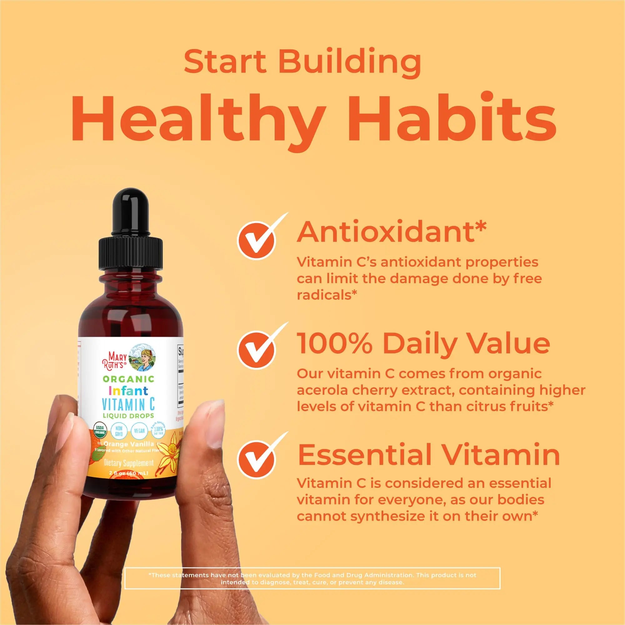 MaryRuth Organics Infant & Baby Vitamin C Supplement | USDA Organic Vitamin C Liquid Drops for Infants | Ages 6-12 Months | Immune Support | Overall Health | Vegan | Non-GMO | Gluten Free | 2 Fl Oz MARYRUTH'S Au supplements