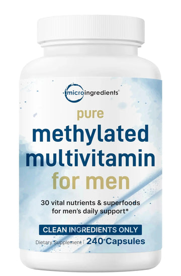 Pure Methylated Multivitamin for Men, 240 Capsules | 30 Key Nutrients with Vitamin C, D, E, B Complex + Methylfolate Micro Ingredients Au supplements