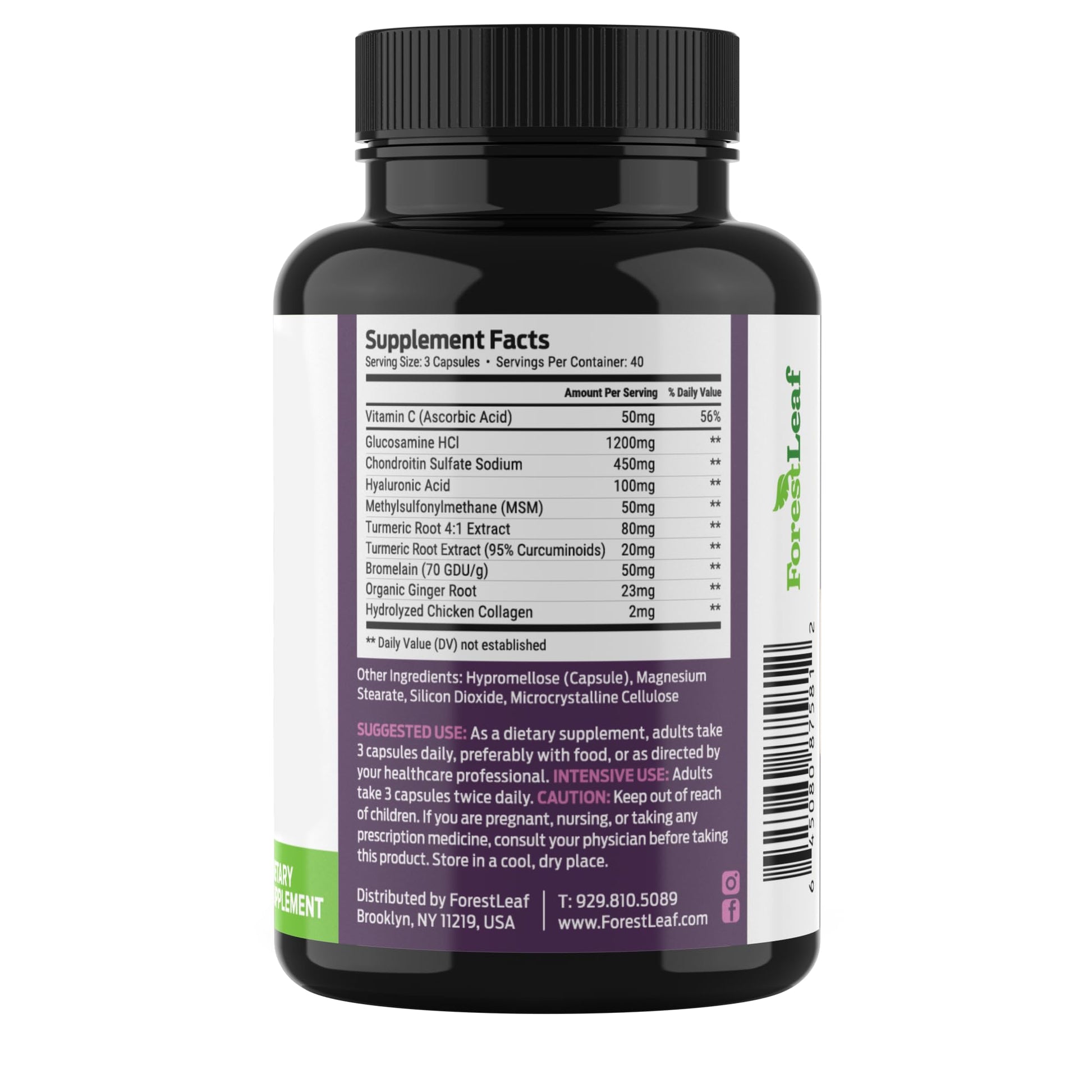 ForestLeaf Glucosamine Chondroitin MSM Joint Supplement Complex - 1200mg - 120 Caps ForestLeaf Au supplements