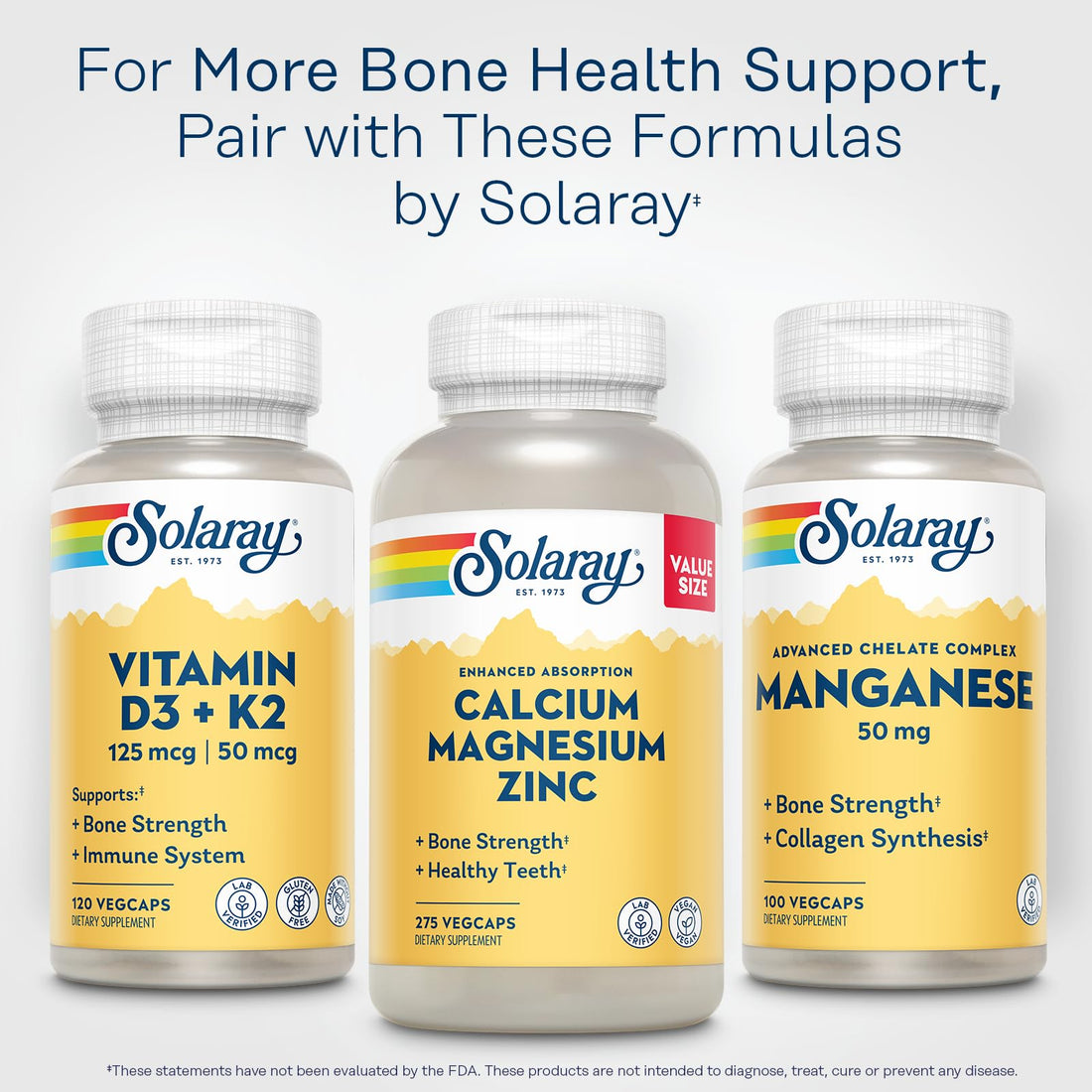 SOLARAY Manganese Supplement 50 mg - Essential Trace Minerals - Advanced Trace Mineral Supplements for Bone Strength and Bone Health Support - Lab Verified, 60-Day Guarantee, 100 Servings, 100 VegCaps SOLARAY Au supplements