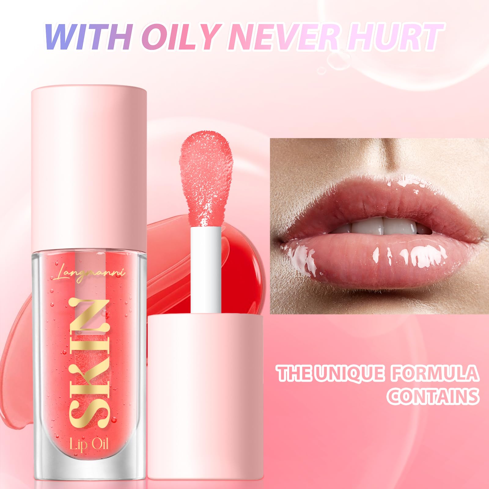 LANGMANNI Moisturizing Lip Oil,No-Sticky Lip Gloss Lip Balm Lip Care,Fruit Flavoured Lip Oil For Dry Lip's Moisturizing Hydrating And Nourishing ((Strawberry)) LANGMANNI Au supplements