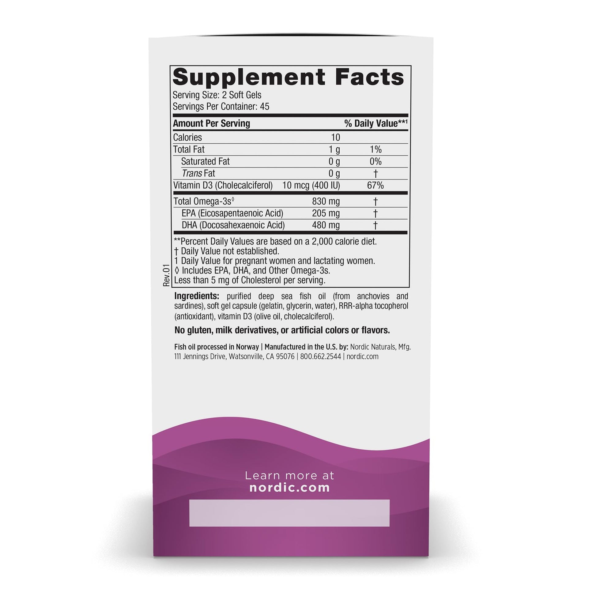 Nordic Naturals Prenatal DHA, Unflavored - 830 mg Omega-3 + 400 IU Vitamin D3 - 90 Soft Gels - Supports Brain Development in Babies During Pregnancy & Lactation - Non-GMO - 45 Servings Nordic Naturals Au supplements
