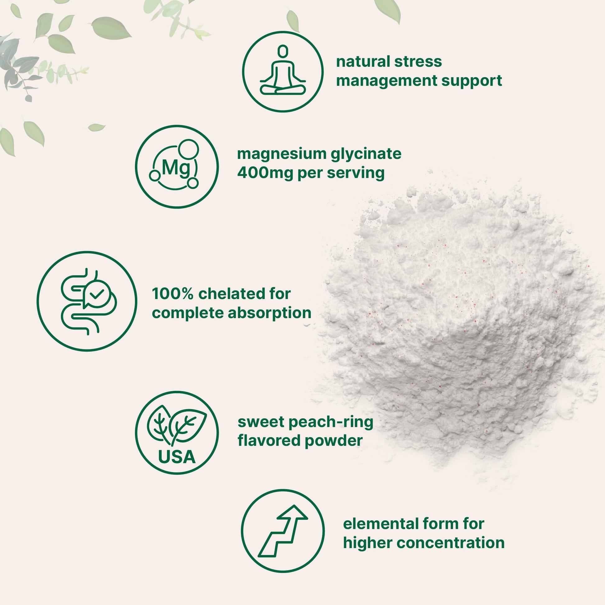 Magnesium Powder, 12oz (56 Servings) | Magnesium Glycinate Powder | Sweet Peach Ring Flavored | Sleep, Muscle, Heart & Nerve Health Support | Easily Absorbed | Non-GMO, Vegan, Sugar Free Micro Ingredients Au supplements