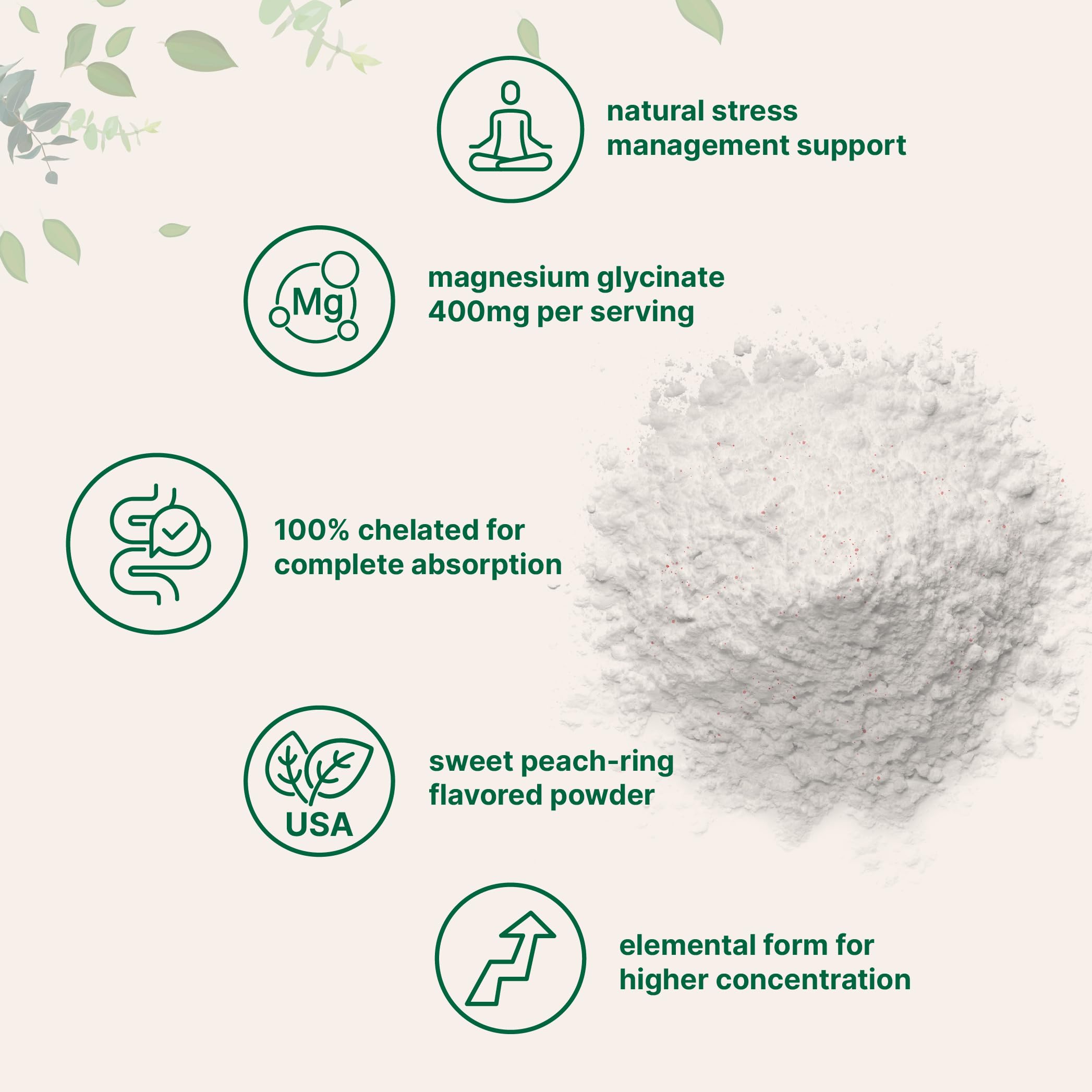 Magnesium Powder, 12oz (56 Servings) | Magnesium Glycinate Powder | Sweet Peach Ring Flavored | Sleep, Muscle, Heart & Nerve Health Support | Easily Absorbed | Non-GMO, Vegan, Sugar Free Micro Ingredients Au supplements