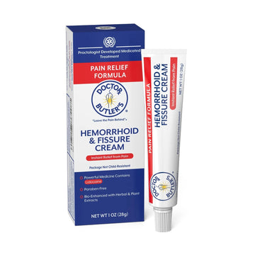 Doctor Butler's Hemorrhoid & Fissure Cream – Instant Pain Relief Hemorrhoid Treatment with Lidocaine, Fast Acting Hemorrhoid Cream for Relief from External Itching and Burning (1 oz.) Doctor Butler's Au supplements