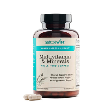 NatureWise Multivitamin for Women + Stress Support with Organic Whole Foods & Natural Minerals - B-Complex + Vitamin C + D3 K2 for Immunity, Hair, Skin & Nails - Non-GMO - 60 Capsules[30-Day Supply] NatureWise Au supplements